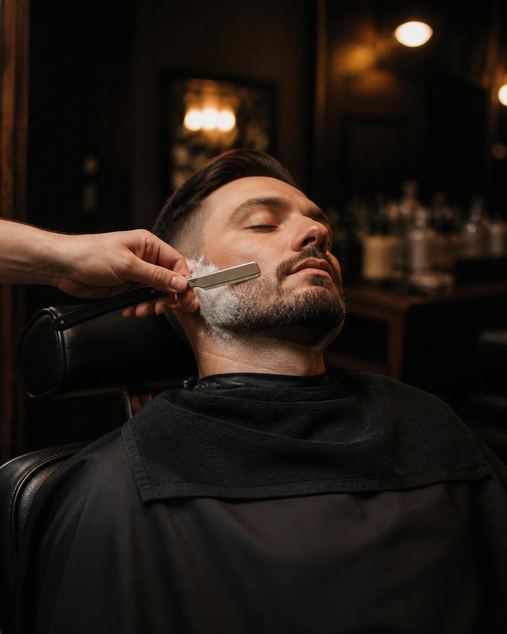 Scène de rasage premium au coupe-chou